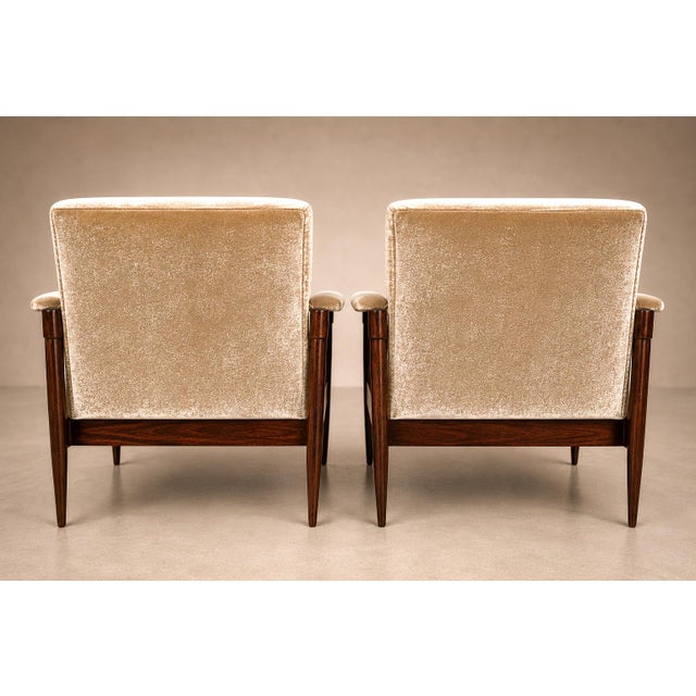 Champagne Móveis Provenzal Lounge Chair in Jacaranda & Champagne Mohair Velvet, Brazil, 1960s For Sale - Image 8 of 16