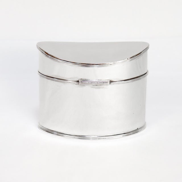 Vintage Tiffany & Co Italian Sterling Silver Navette Shaped Box or Tea Caddy For Sale In Philadelphia - Image 6 of 14