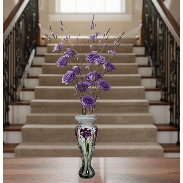 White Signed Vandermark-Merritt-Smarr Glass Sv02w 7/100 Numbered Art Glass Floral Cased Art Glass Vase For Sale - Image 8 of 17