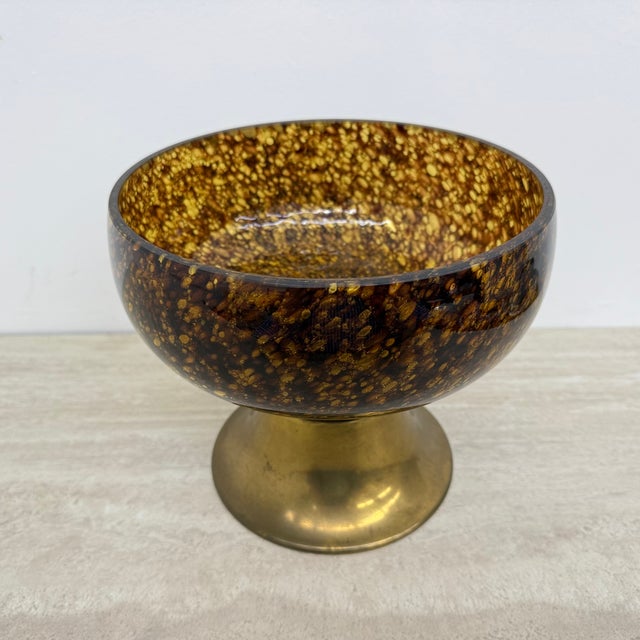 1970s Italian Murano Glass with Brass Centerpiece Bowl, 1970s For Sale - Image 5 of 18