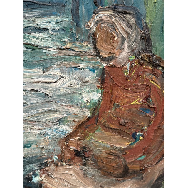 Einar Emland, Figure by the Harbor, 1950s, Oil Painting on Canvas, Framed For Sale - Image 12 of 18