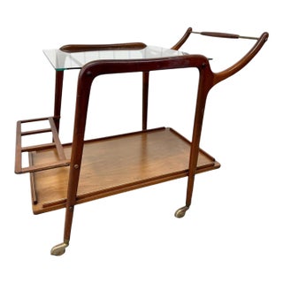 Mid-Century Italian Modern Walnut Serving Cart For Sale