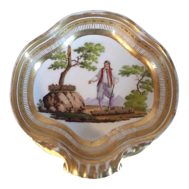 Early 19th Century French Empire Paris Porcelain Shell-Shape Dish For Sale
