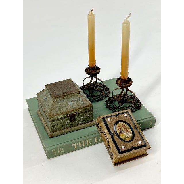 Vintage Tin Covered Decorative Box For Sale - Image 9 of 9