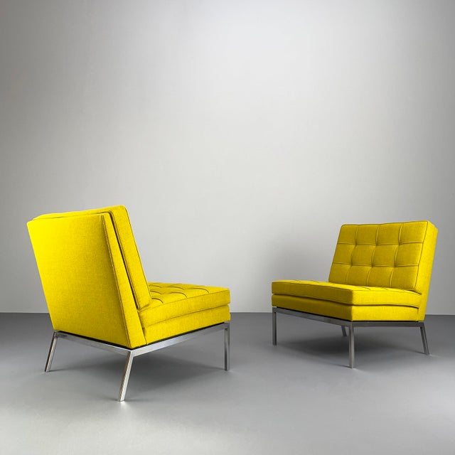 Vintage Yellow Minimalist Lounge Chairs by Florence Knoll for Knoll International, 1960s, Set of 2 For Sale - Image 15 of 15