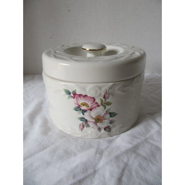 Vintage Ceramic Butter Crock With Flowers For Sale - Image 4 of 7