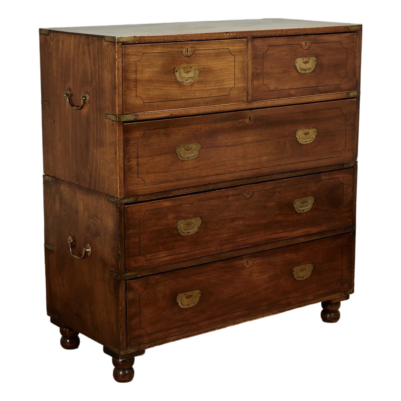 Antique British Colonial Campaign Chest of Drawers | Chairish