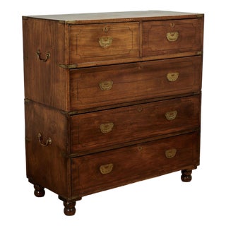 Antique British Colonial Campaign Chest of Drawers For Sale