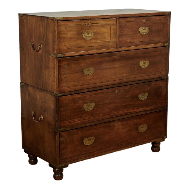 Antique British Colonial Campaign Chest of Drawers For Sale