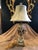 Vintage Italian Porcelain Figural Hand Painted Gilt Table Lamp With Shade For Sale - Image 13 of 13