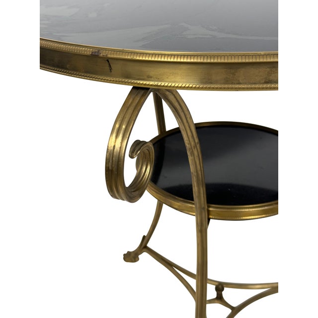 Early 20th Century French Gilt Two Tier Bronze Gueridon Table with Black Marble Top For Sale - Image 18 of 18