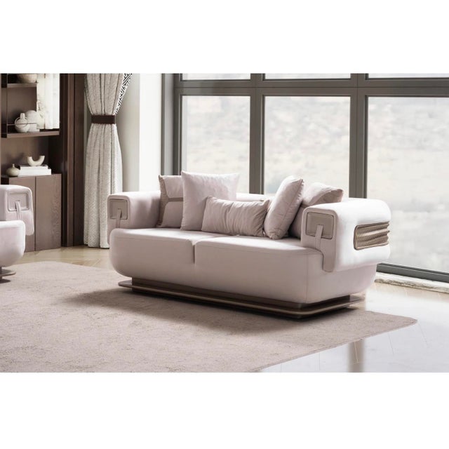 Contemporary New Athena 3–Piece Modern Curved Silhouette Luxury Sofa Set - Sofa , Loveseat & Chair For Sale - Image 3 of 18