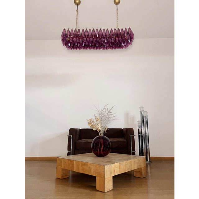 Glass Murano Poliedri Chandelier with 138 Amethyst Glasses by Carlo Scarpa, 1990s For Sale - Image 7 of 18