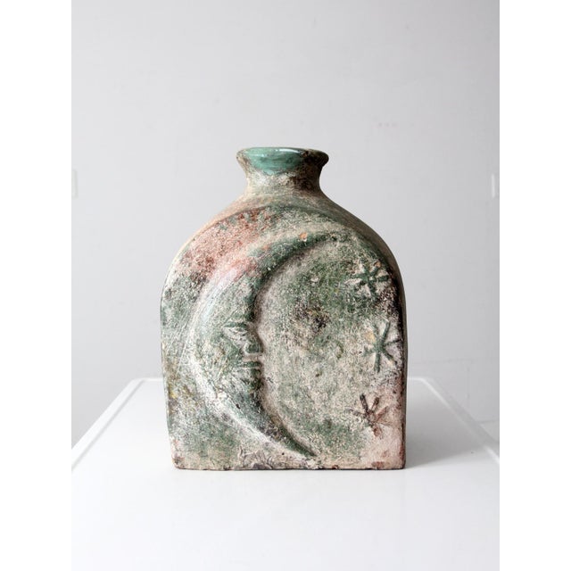 Vintage Cement Sun and Moon Vase Sculpture For Sale - Image 4 of 17