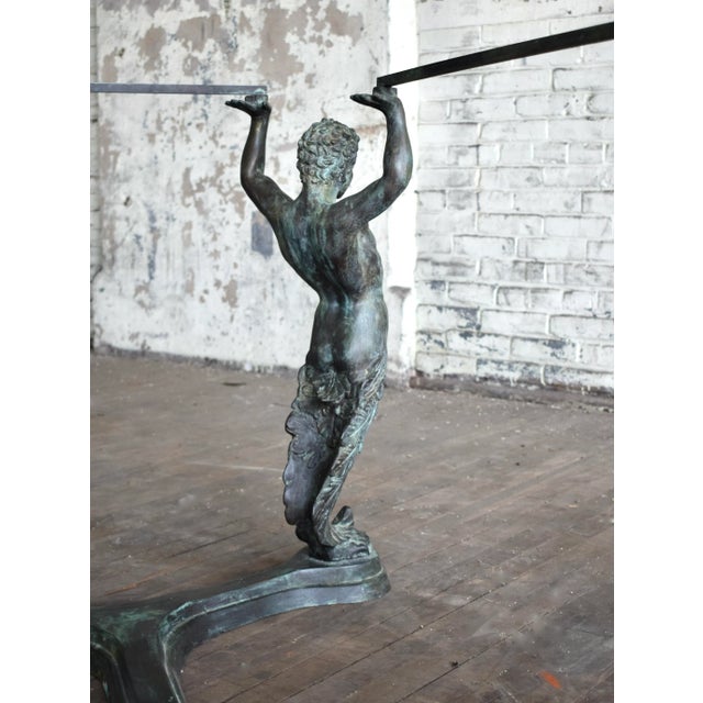 Metal Mid 20th Century Italian Bronze Neoclassical Style Caryatid & Atlas Dining or Work Table For Sale - Image 7 of 13