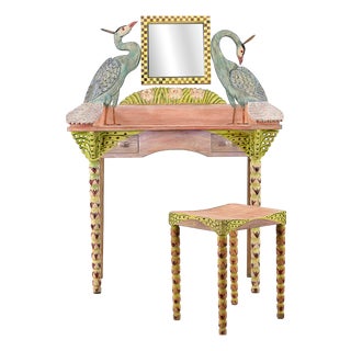 Vintage French Peacock Dressing Table by Gérard Rigot, 1992 For Sale