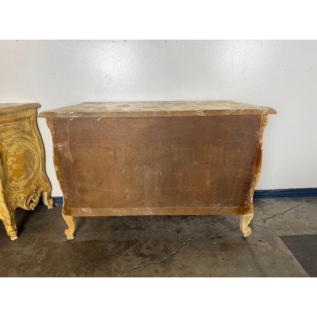 Mid 20th Century Pair of Louis XV–Style Painted Bombe Commodes With Carved Rococo Ornament For Sale - Image 14 of 14