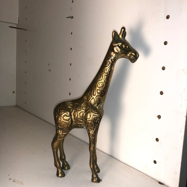 Vintage Mid-Century Modern Textured Brass Standing Giraffe For Sale In Dallas - Image 6 of 8