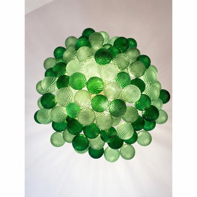Pink Handcrafted Balloton Murano Glass Sphere Lighting Fixture in Green Color For Sale - Image 8 of 10