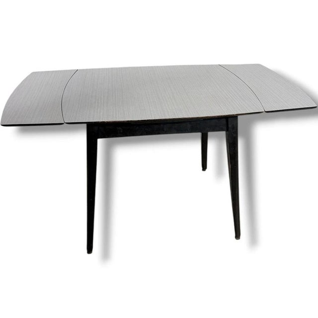 Extendable Dining Table with White Formica Top with Black Legs For Sale - Image 7 of 10