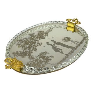 Large Vintage Venetian Murano Glass Mirror Tray, Italy, 1950s For Sale