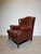 Vintage Tobacco Brown Leather Wingchair For Sale - Image 3 of 7