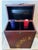 Animal Skin Wine Bottle Case, for Two. Faux Leather. Wood Studded Wine Box Tote. One Case For Sale - Image 7 of 8