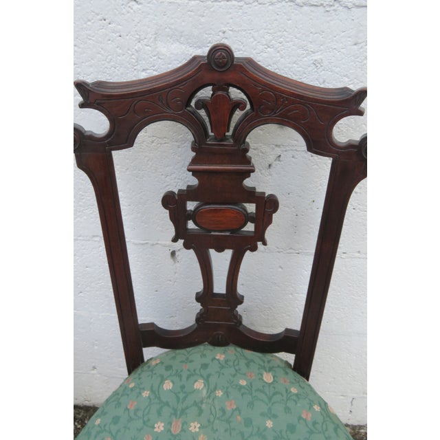 Victorian Late 1800s Carved Small Accent Side Chairs 6227 For Sale - Image 14 of 18