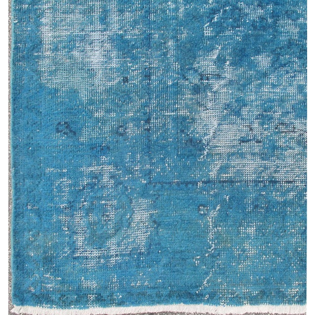 Early 20th Century Blue and Ivory Antique Oushak Rug Overdyed With Classical Design/Composition For Sale In Atlanta - Image 6 of 10