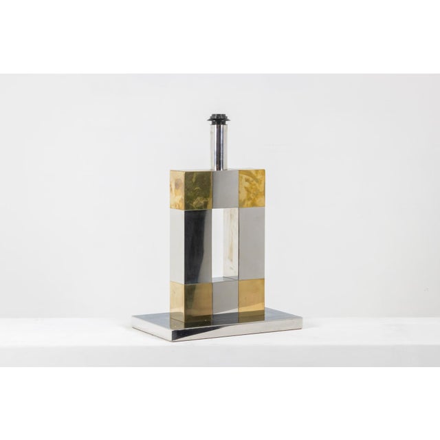 Geometric Lamp in Silver and Gold Metal from Sandro Petti, 1970s For Sale - Image 6 of 16