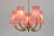 Gold Vintage Swedish Five-Arm Brass Chandelier with Pink Shades, 1940s For Sale - Image 8 of 13