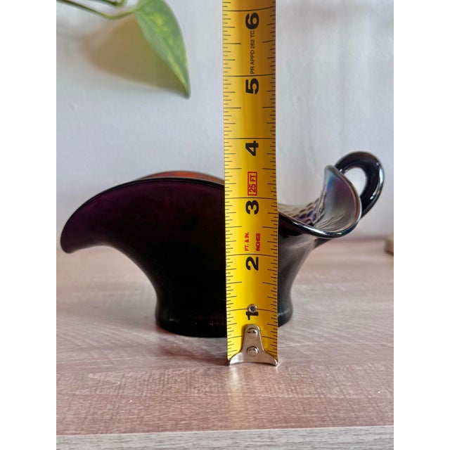 Glass Antique Dugan Amethyst Holly Berry Carnival Glass Gravy Boat For Sale - Image 7 of 8