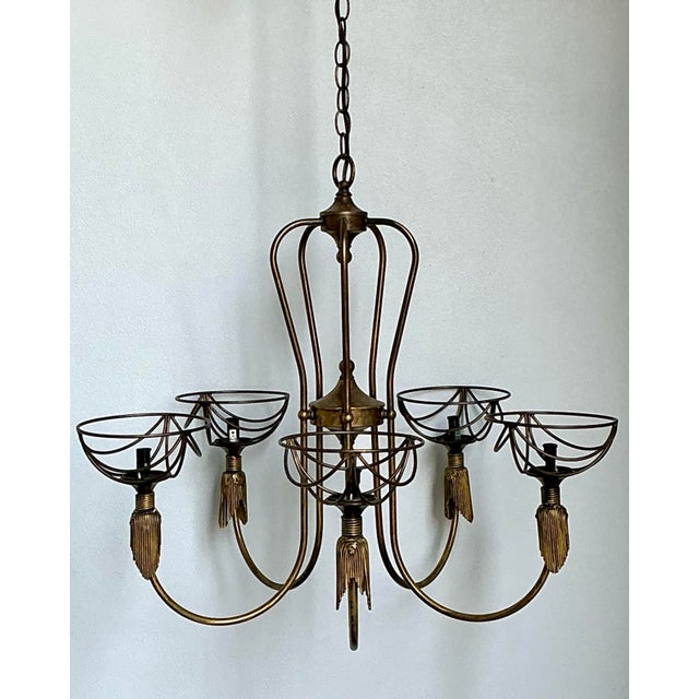 Vintage Hinkley Burnished Brass Tassel Chandelier For Sale - Image 10 of 12