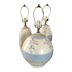 1980s Postmodern Studio Pottery Ceramic Lamps - Set of 3