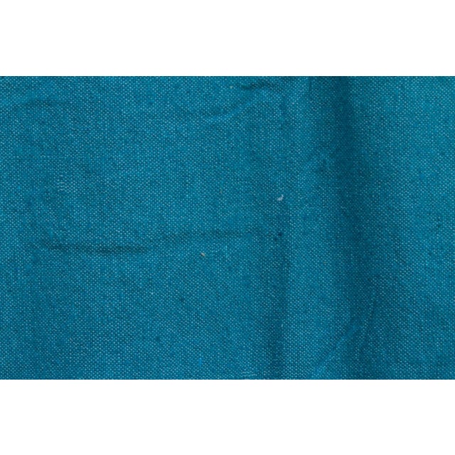 1990s Peacock Blue Moroccan Pom Pom Blanket For Sale - Image 5 of 7