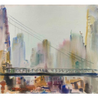 Carlo Ravagnan, New York, 59th Street Bridge, Watercolor, 1978 For Sale