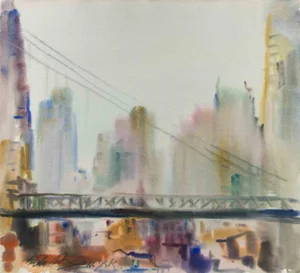Carlo Ravagnan, New York, 59th Street Bridge, Watercolor, 1978