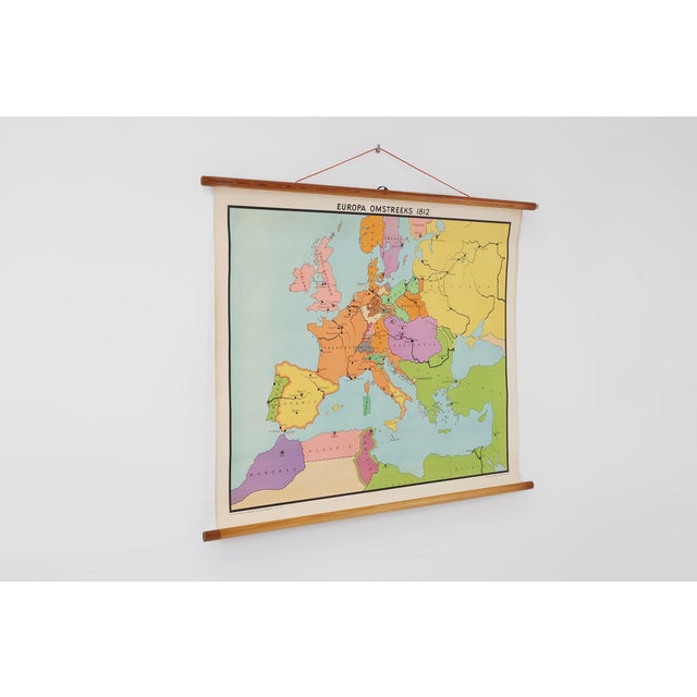 Wood Vintage Historical Wall Map of Europe 1812, Belgium, 1950s For Sale - Image 7 of 11