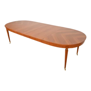 Kindel Furniture French Regency Louis XVI Cherry Wood Extension Dining Table, Newly Refinished