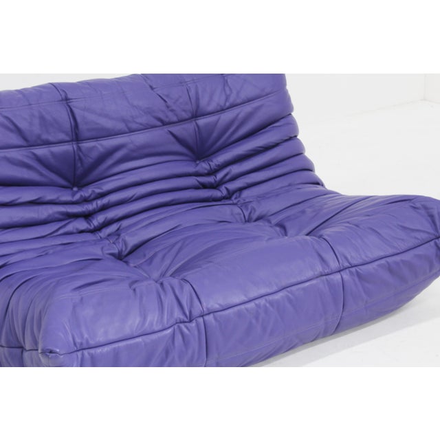 Animal Skin Vintage Purple Leather Togo 2-Seater Sofa from Ligne Roset, 1990s For Sale - Image 7 of 10