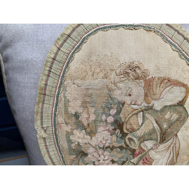 The School of Paris 19th Century Aubusson Tapestry Pillows - a Pair For Sale - Image 3 of 9