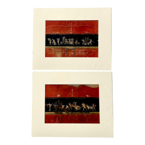 Vintage Italian Pompeii Fresco Original Prints - Set of 2