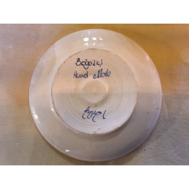 These six ceramic blue and white vintage Turkish coffee cups with separate saucers ( also useful for espresso), are hand...