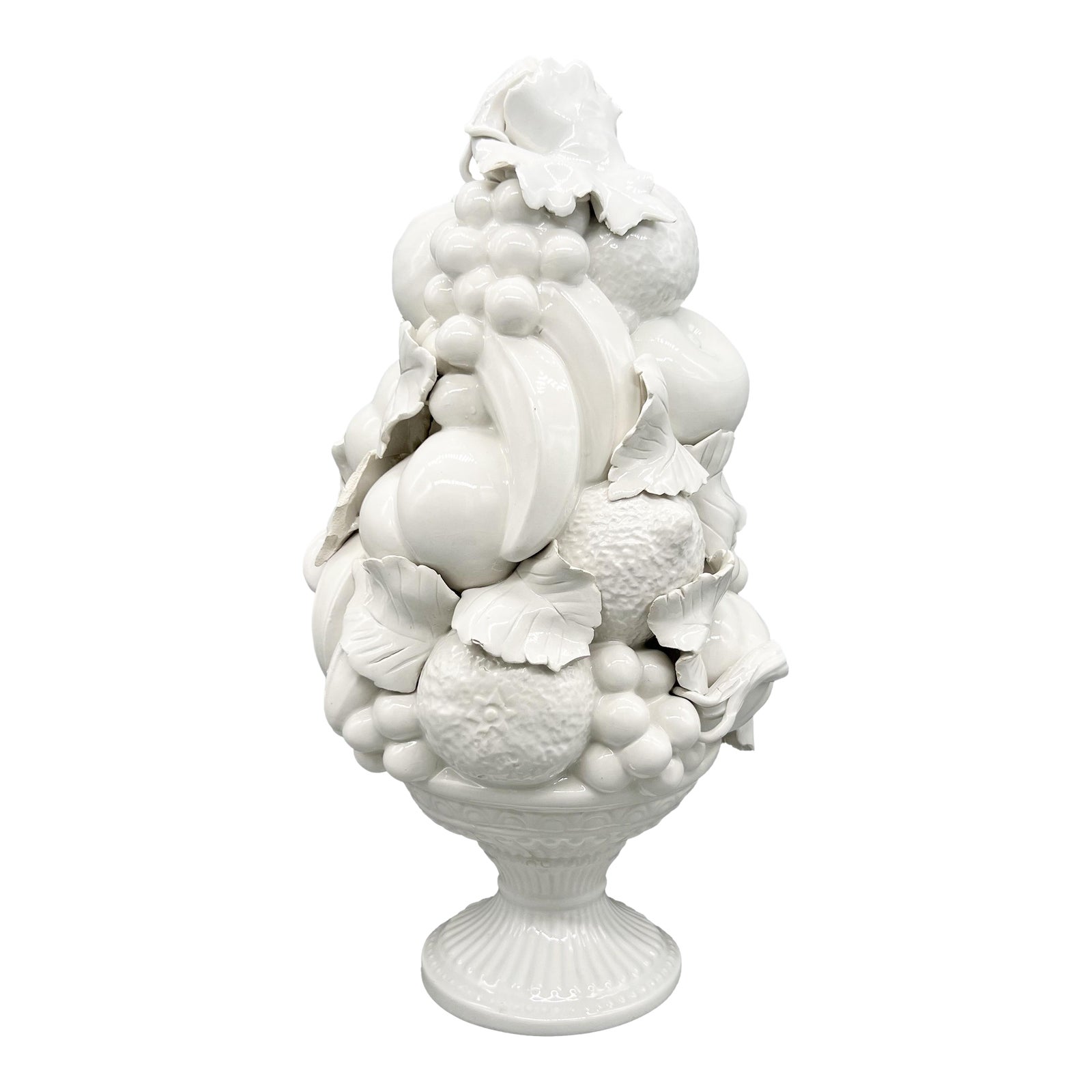 Vintage Blanc De Chine Italian White Glazed Ceramic Fruit Topiary on ...