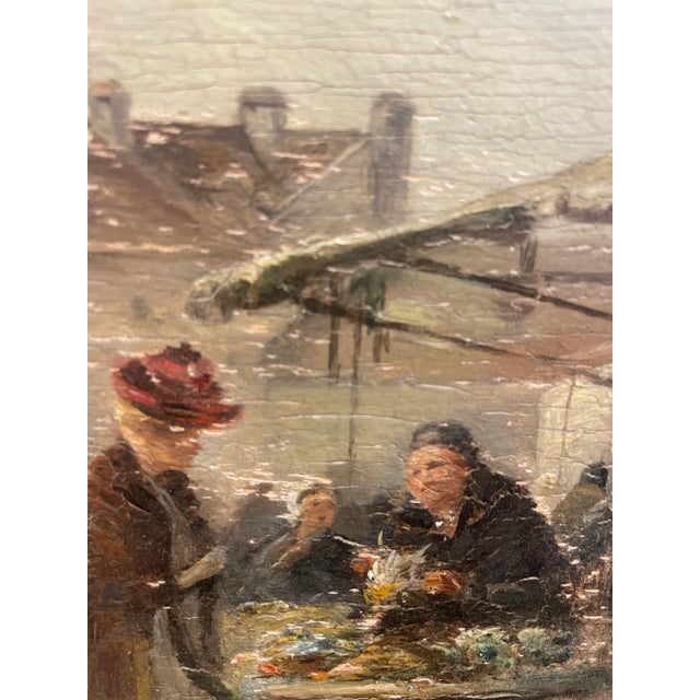 Ecru Antique Oil Painting on Canvas by Emil Barbarini of a Market Scene in Austria For Sale - Image 8 of 10