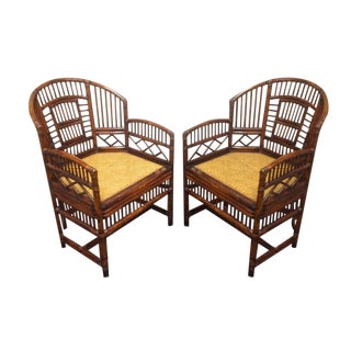 Bamboo Chinese Chippendale Brighton Chairs - A Pai For Sale