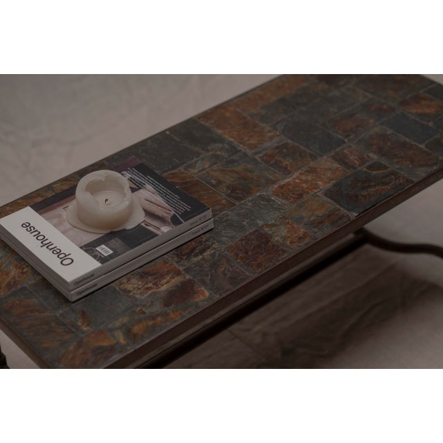 Metal Mid-Century French Slate and Iron Coffee Table, 1960s For Sale - Image 7 of 11