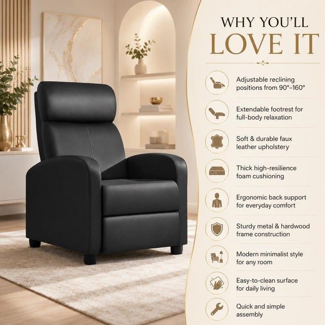 Metal Pu Leather Recliner Chair With Lumbar Support | Swivel, Reclining Living Room Sofa For Sale - Image 7 of 9
