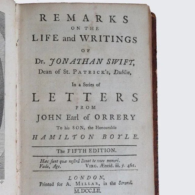 Mid 18th Century Remarks on the Life & Writings of Dr. Jonathan Swift by John Boyle Leather Book For Sale In Denver - Image 6 of 8