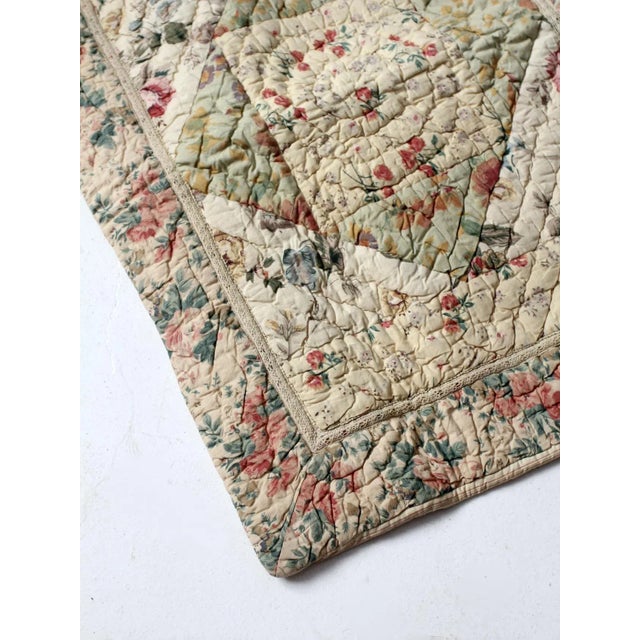 Vintage Quilted Floral Pillow Sham For Sale - Image 6 of 10
